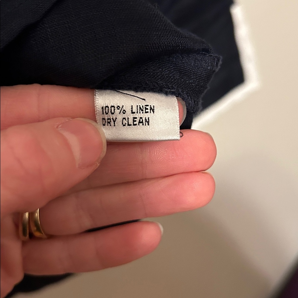 Talbots Navy Linen Blouse - Picture 3 of 4